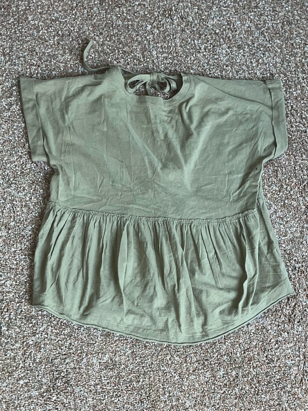 American Eagle Oversized Peplum Top with Open Tie Back Olive S NWOT